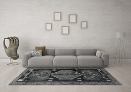 Machine Washable Animal Gray Traditional Rug in a Living Room,, wshtr3356gry