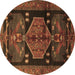 Round Animal Brown Traditional Rug, tr3356brn