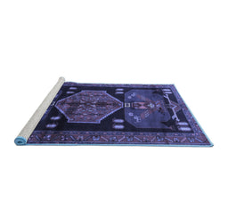 Sideview of Machine Washable Animal Blue Traditional Rug, wshtr3356blu