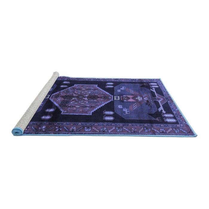 Sideview of Machine Washable Animal Blue Traditional Rug, wshtr3356blu