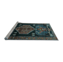 Sideview of Machine Washable Animal Light Blue Traditional Rug, wshtr3356lblu