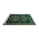 Sideview of Machine Washable Animal Turquoise Traditional Area Rugs, wshtr3356turq