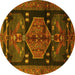 Round Animal Yellow Traditional Rug, tr3356yw