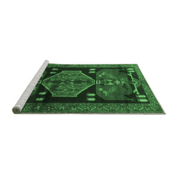 Sideview of Machine Washable Animal Emerald Green Traditional Area Rugs, wshtr3356emgrn