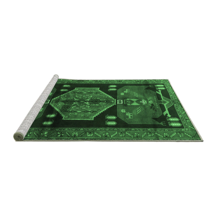 Sideview of Machine Washable Animal Emerald Green Traditional Area Rugs, wshtr3356emgrn