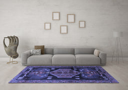 Machine Washable Animal Blue Traditional Rug in a Living Room, wshtr3356blu