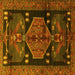 Square Animal Yellow Traditional Rug, tr3356yw