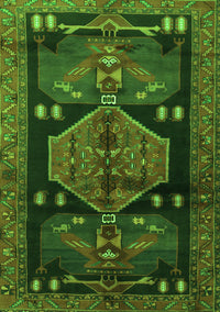 Animal Green Traditional Rug, tr3356grn