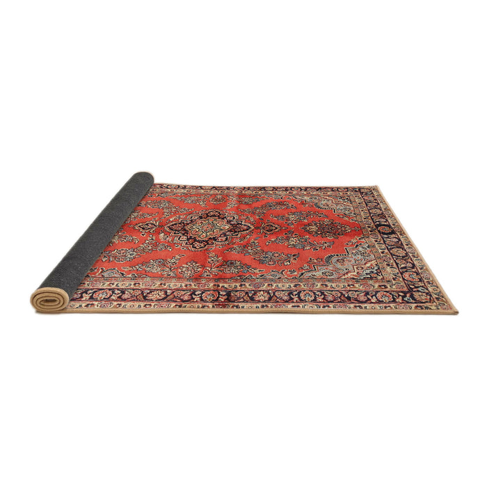 Sideview of Traditional Tangerine Pink Medallion Rug, tr3357