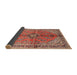 Sideview of Traditional Tangerine Pink Medallion Rug, tr3357