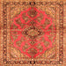 Serging Thickness of Medallion Orange Traditional Rug, tr3357org