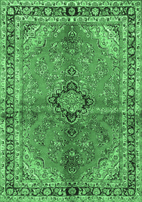 Medallion Emerald Green Traditional Rug, tr3357emgrn