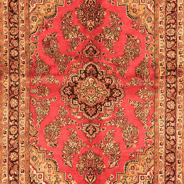 Serging Thickness of Machine Washable Medallion Orange Traditional Area Rugs, wshtr3357org