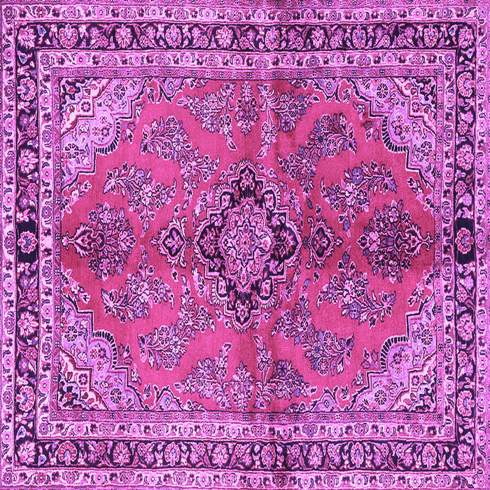 Square Machine Washable Medallion Purple Traditional Area Rugs, wshtr3357pur