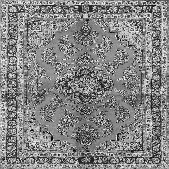 Round Machine Washable Medallion Gray Traditional Rug, wshtr3357gry