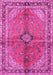 Machine Washable Medallion Pink Traditional Rug, wshtr3357pnk