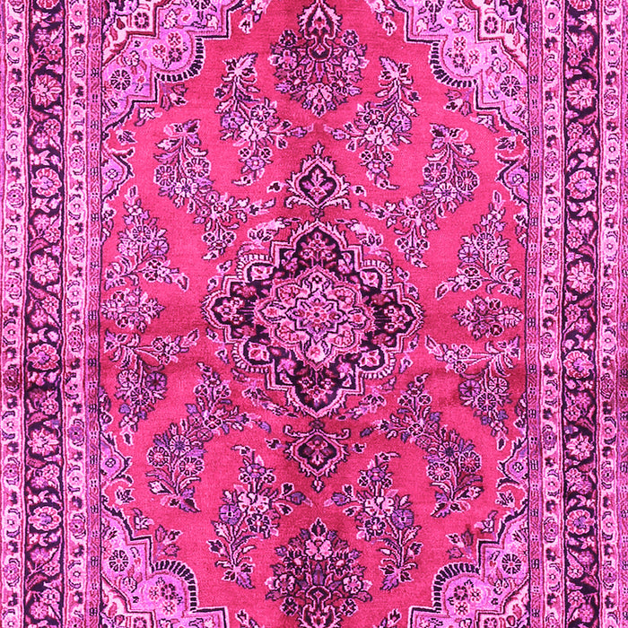 Machine Washable Medallion Pink Traditional Rug, wshtr3357pnk
