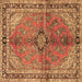 Square Medallion Brown Traditional Rug, tr3357brn