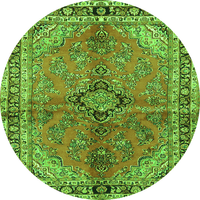 Square Medallion Green Traditional Rug, tr3357grn