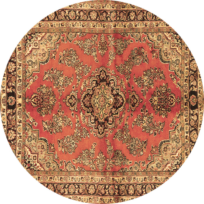 Round Medallion Brown Traditional Rug, tr3357brn
