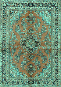 Medallion Turquoise Traditional Rug, tr3357turq