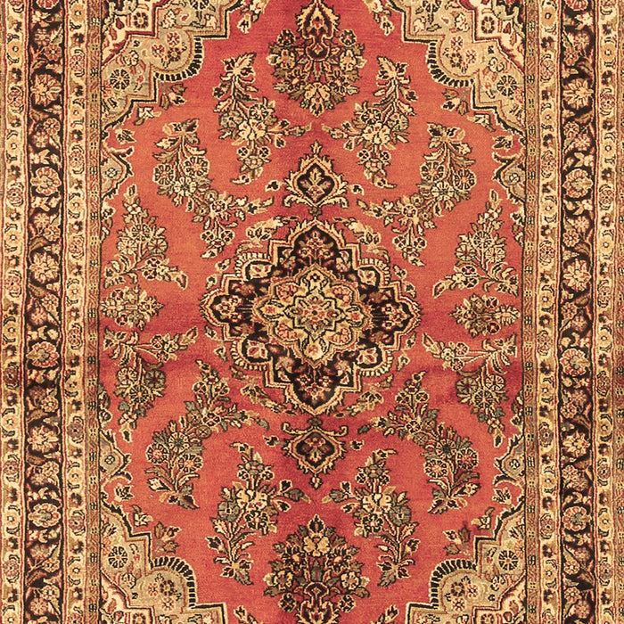Machine Washable Medallion Brown Traditional Rug, wshtr3357brn