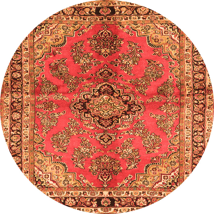 Machine Washable Medallion Orange Traditional Area Rugs, wshtr3357org