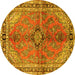 Round Medallion Yellow Traditional Rug, tr3357yw