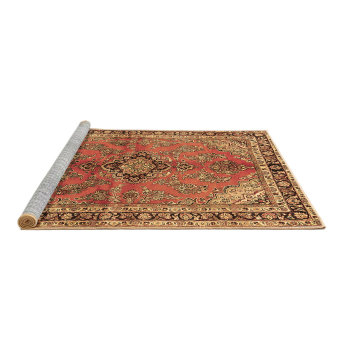 Sideview of Machine Washable Medallion Brown Traditional Rug, wshtr3357brn