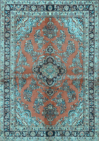 Medallion Light Blue Traditional Rug, tr3357lblu