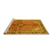 Sideview of Machine Washable Medallion Yellow Traditional Rug, wshtr3357yw