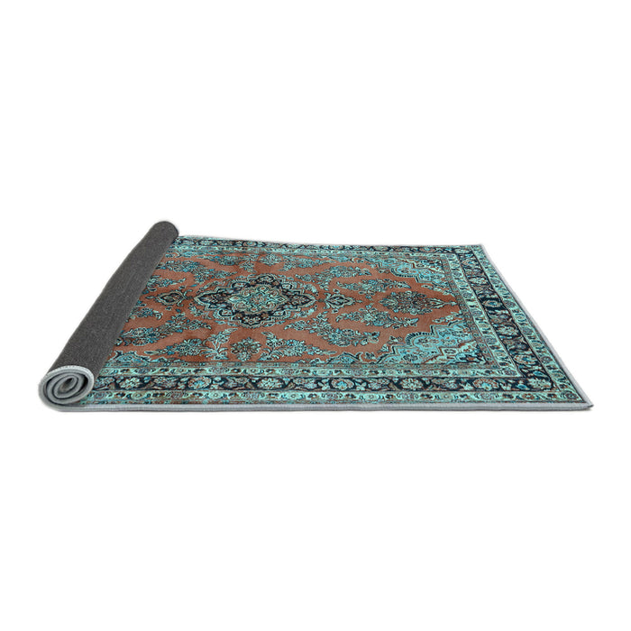 Sideview of Medallion Light Blue Traditional Rug, tr3357lblu