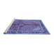 Sideview of Machine Washable Medallion Blue Traditional Rug, wshtr3357blu