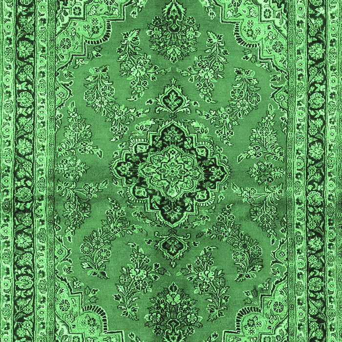 Machine Washable Medallion Emerald Green Traditional Area Rugs, wshtr3357emgrn