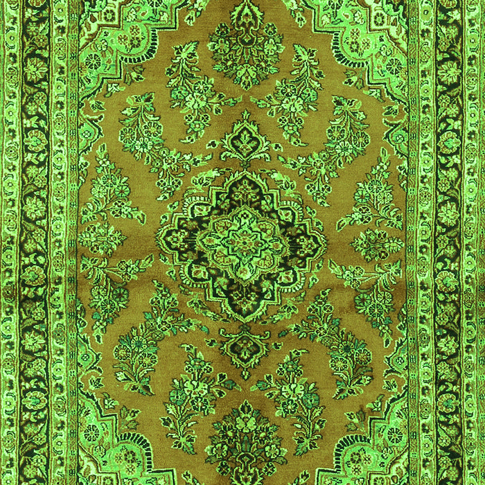 Serging Thickness of Machine Washable Medallion Green Traditional Area Rugs, wshtr3357grn