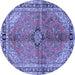 Round Medallion Blue Traditional Rug, tr3357blu