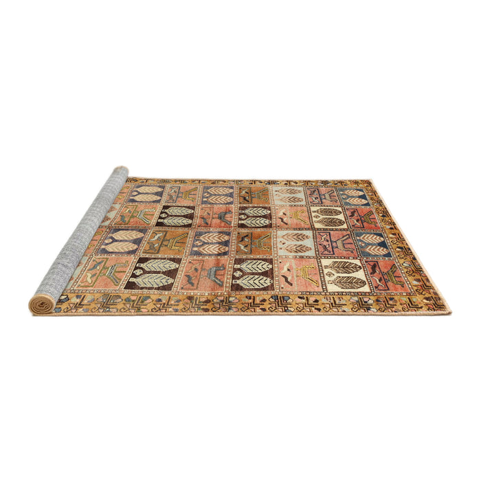 Sideview of Machine Washable Traditional Light Brown Rug, wshtr3358