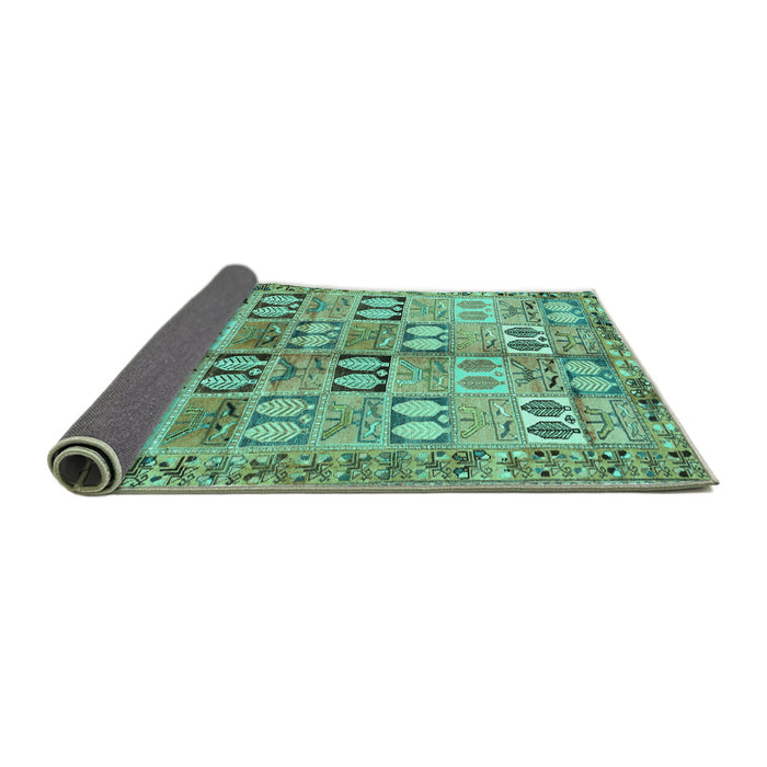Sideview of Persian Turquoise Traditional Rug, tr3358turq