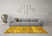 Machine Washable Persian Yellow Traditional Rug in a Living Room, wshtr3358yw