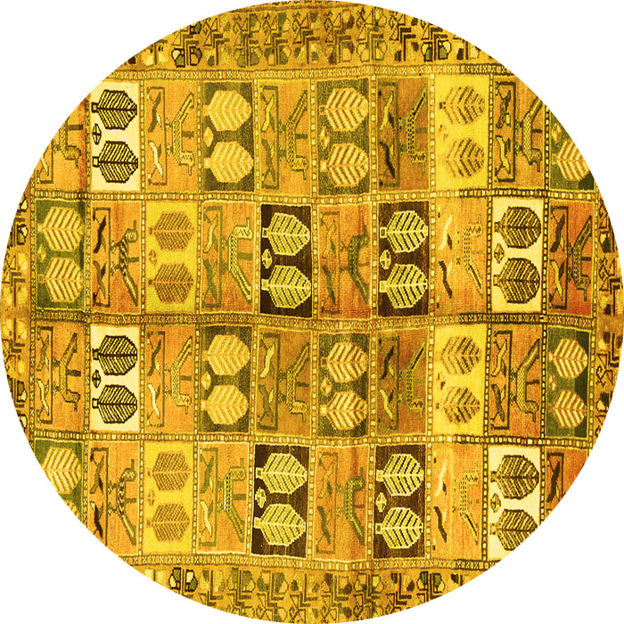 Round Persian Yellow Traditional Rug, tr3358yw