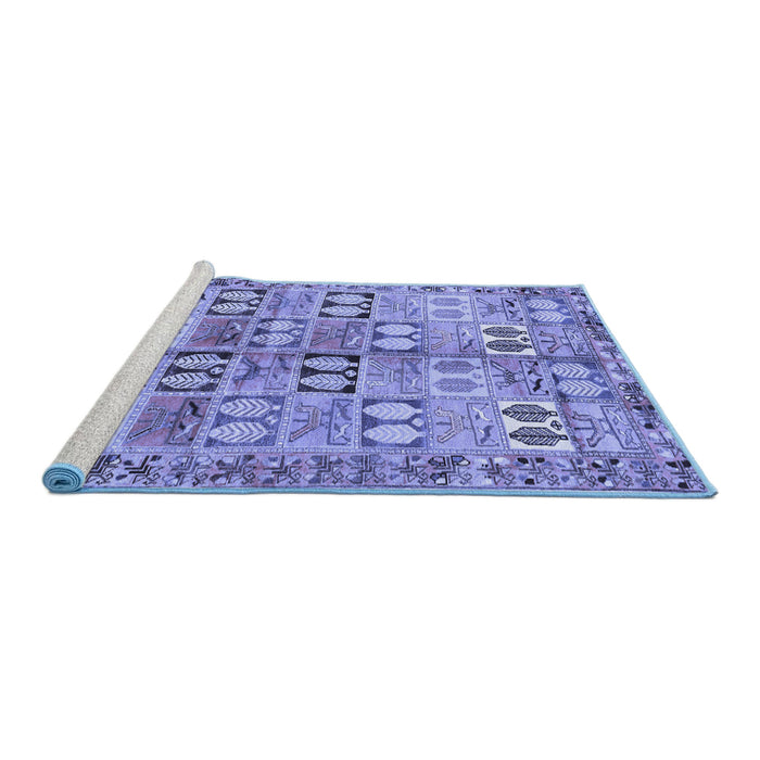Sideview of Machine Washable Persian Blue Traditional Rug, wshtr3358blu