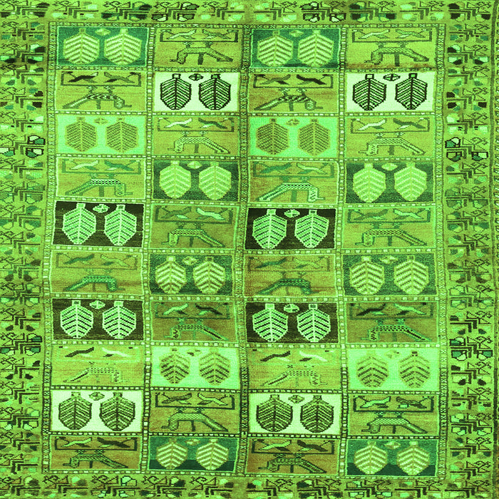 Round Machine Washable Persian Green Traditional Area Rugs, wshtr3358grn