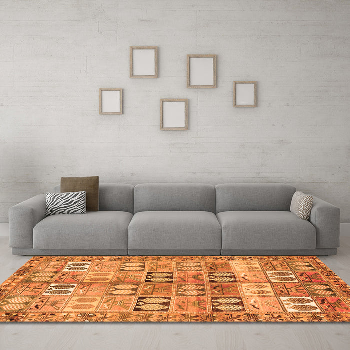 Machine Washable Persian Orange Traditional Area Rugs in a Living Room, wshtr3358org