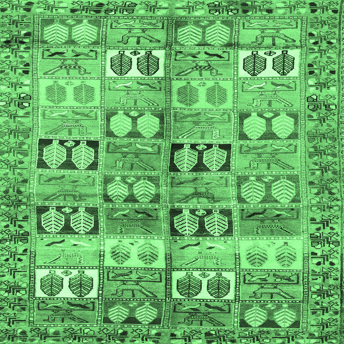 Square Machine Washable Persian Emerald Green Traditional Area Rugs, wshtr3358emgrn