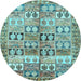 Round Machine Washable Persian Light Blue Traditional Rug, wshtr3358lblu