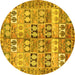 Round Machine Washable Persian Yellow Traditional Rug, wshtr3358yw