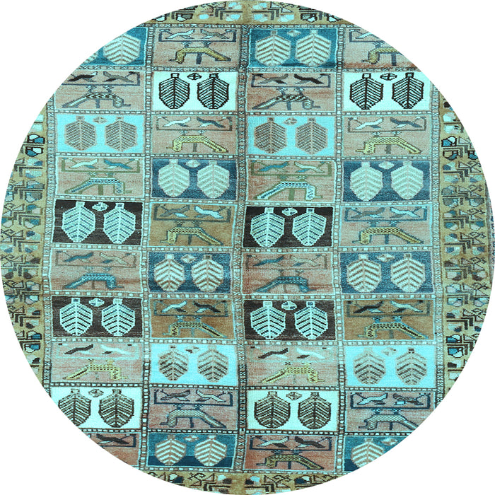 Round Persian Light Blue Traditional Rug, tr3358lblu