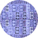 Round Machine Washable Persian Blue Traditional Rug, wshtr3358blu