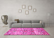 Machine Washable Persian Pink Traditional Rug in a Living Room, wshtr3358pnk