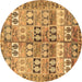 Round Persian Brown Traditional Rug, tr3358brn
